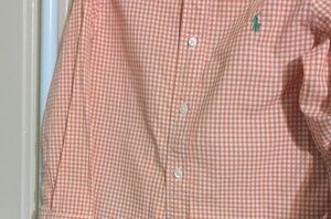 Ralph Lauren Orange and White Gingham Button-Down Shirt